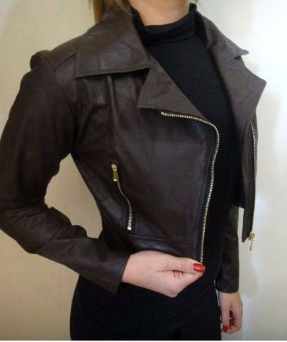 jaqueta de couro fake feminina