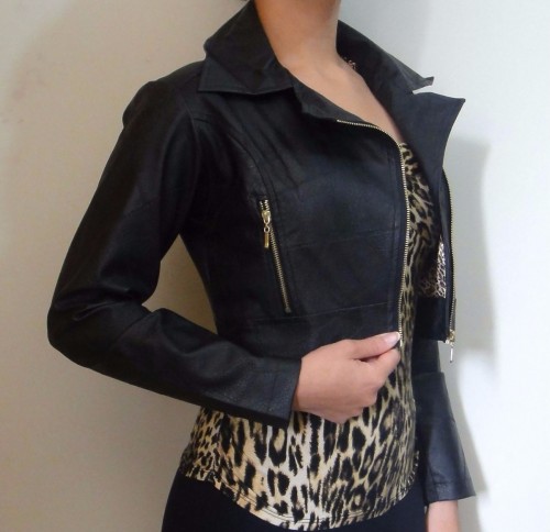 jaqueta couro curta feminina
